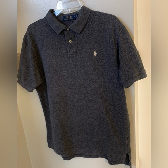 Polo by Ralph Lauren Logo Cotton Collared SS 2-Button Shirt Dark Gray Men’s L - Picture 3 of 7